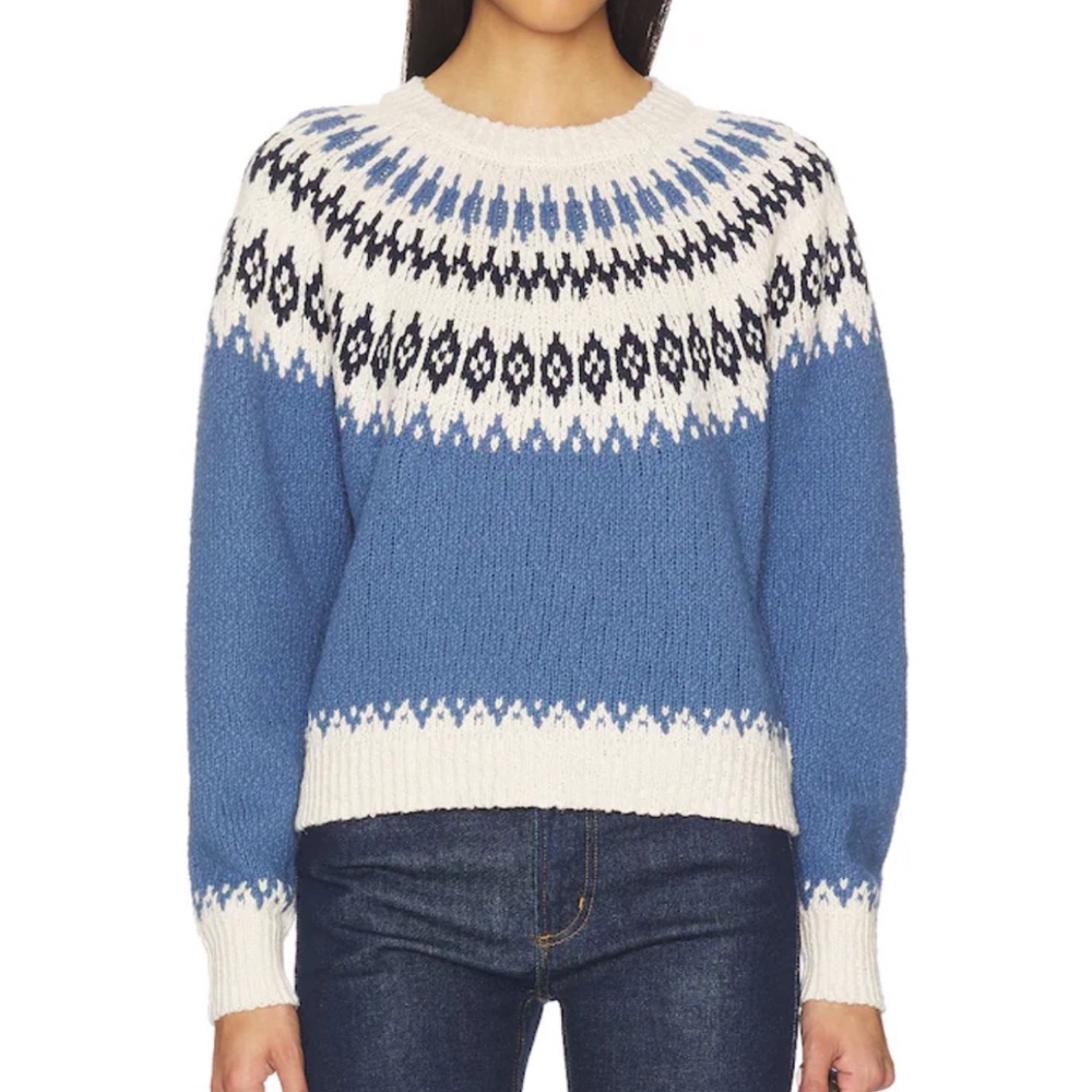 Chunky Fair Isle Crew Sweater, Autumn Cashmere